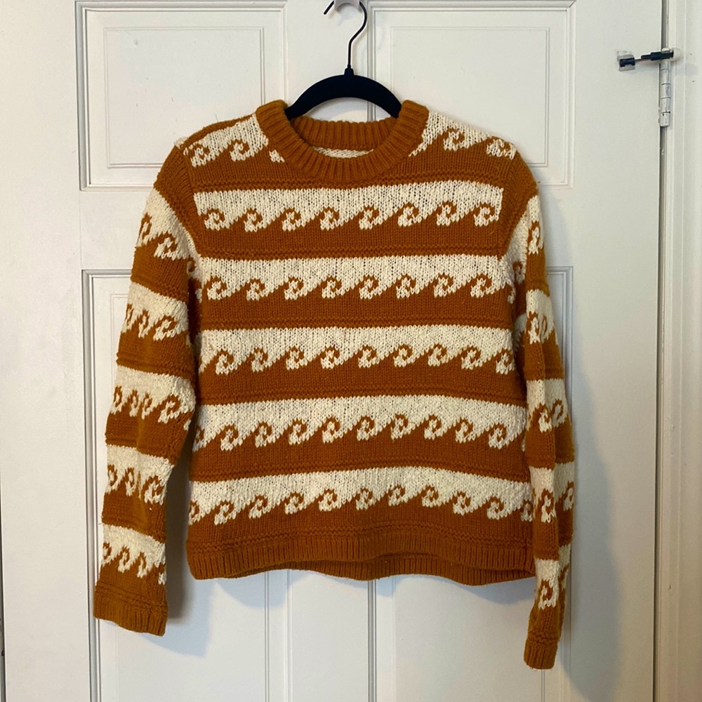 Lou & grey mustard and white wave pattern sweater